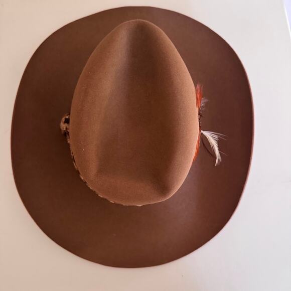Resistol Hat Self Conforming Brown Feather Band Felt Western Cowboy Hat Size 7 - Picture 5 of 12
